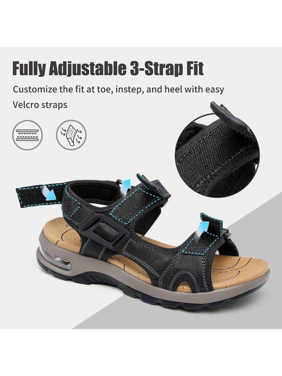 Men\'s Black Arch Support Outdoor Non Slip Athletic Durable Hiking Sandal Shoes main image 4